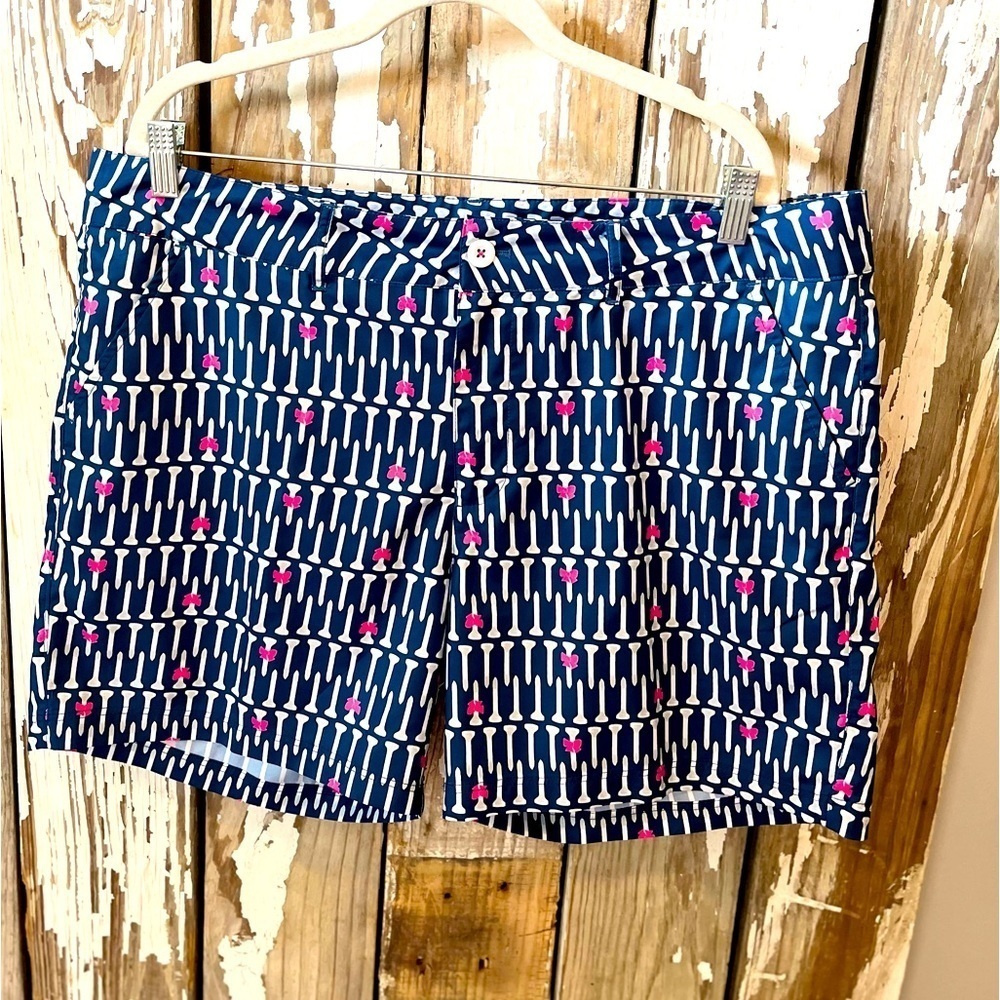 Birdies And Bows Golf Shorts Navy Tees & Bows Size 14 Inseam 6”